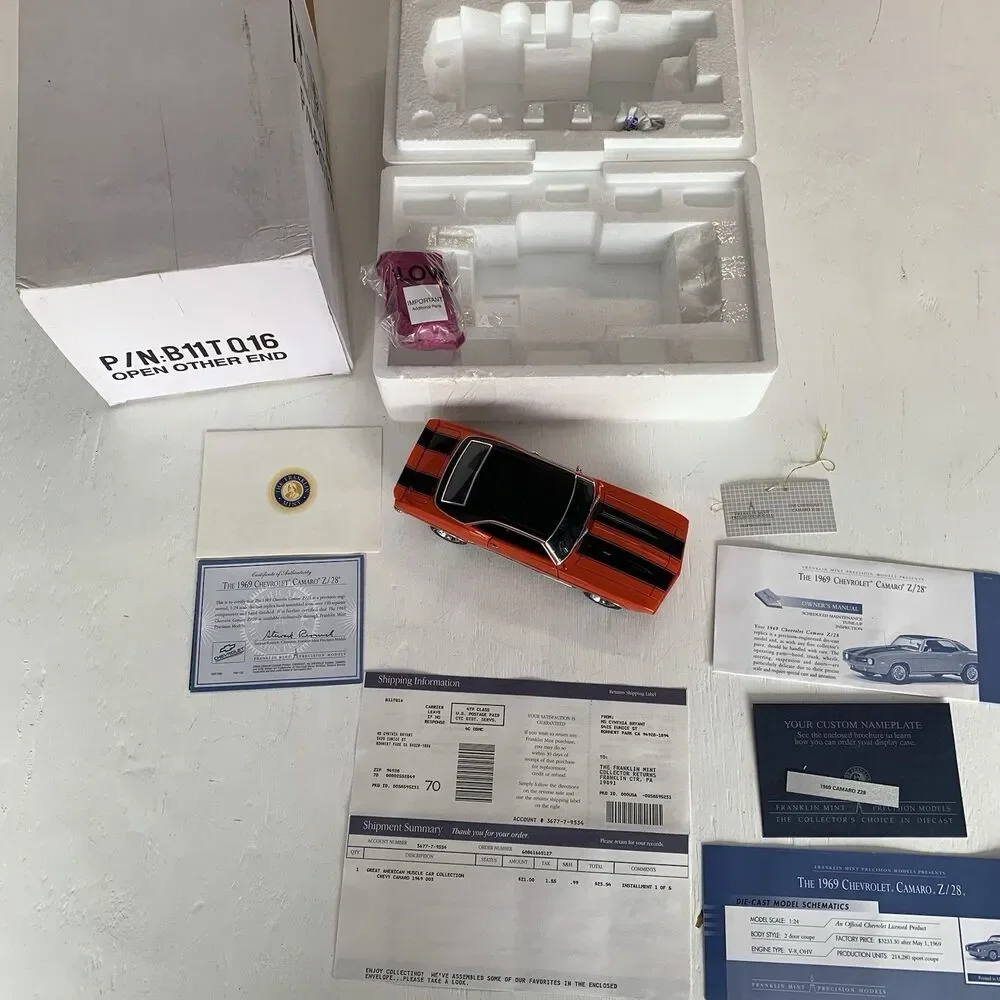 Vintage Franklin Mint 1:24 ‘69 Chevrolet CAMARO Z/28 w/box & Everything New
